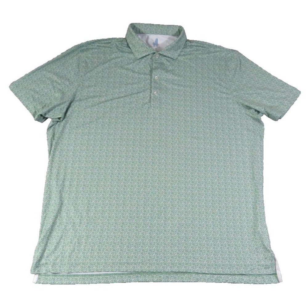 Johnnieo Lucky Featherweight Polo Shirt Lucky Clover Pattern Men Xl Green Jungle